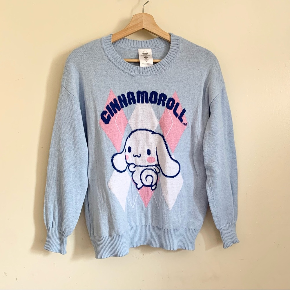 Cinnamoroll Blue Knit Crewneck Long Sleeves Sweater US Medium